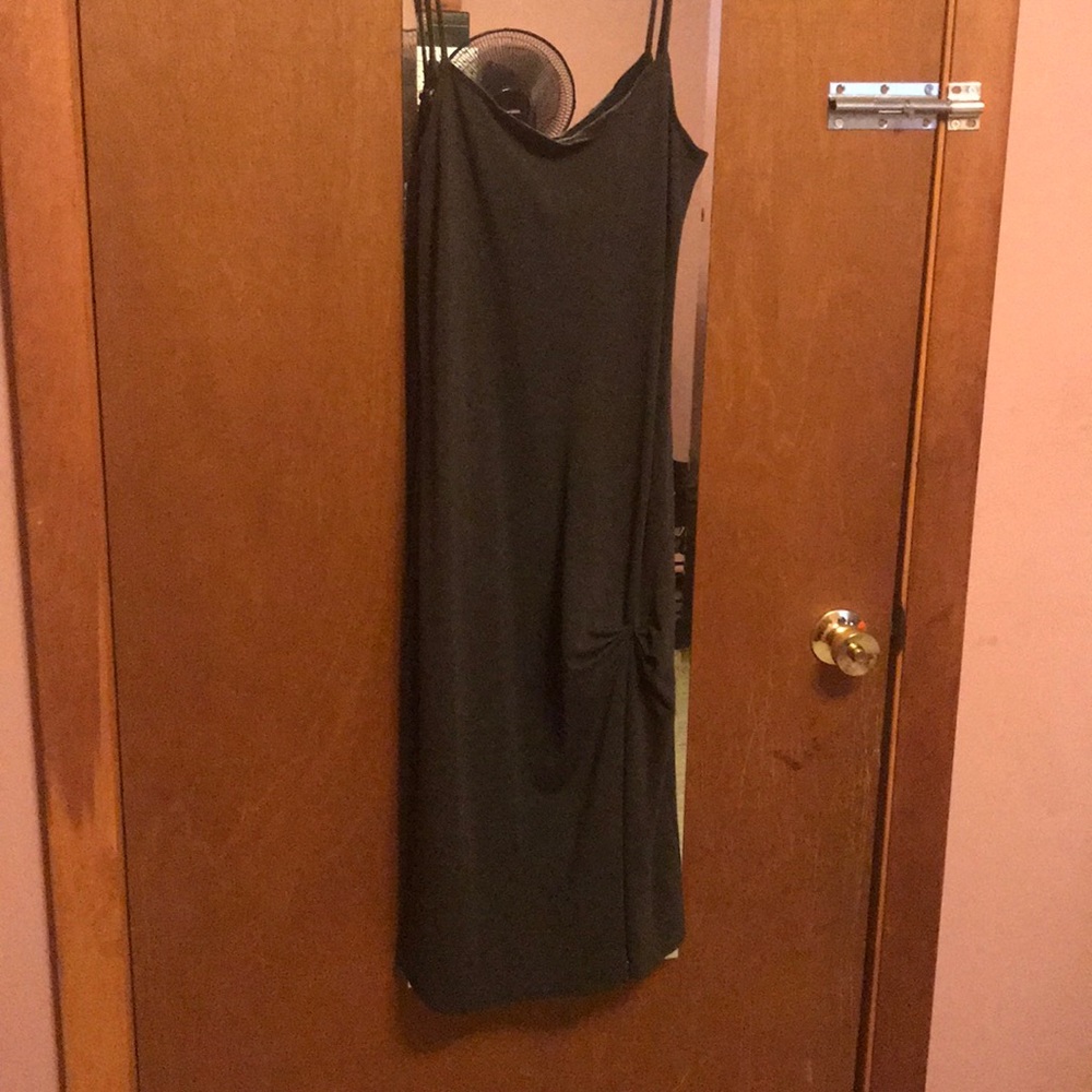 Gray cotton-nylon-spandex slip dress